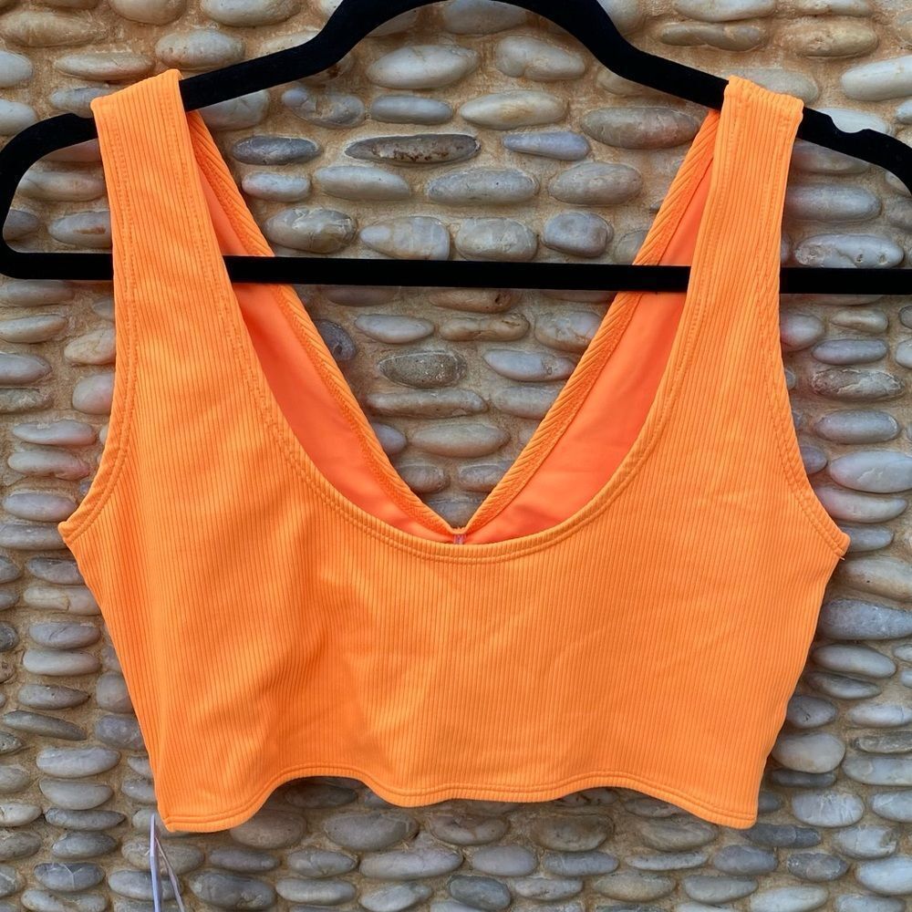 Montce Orange Ribbed V-Neck Bikini Top - Picture 5 of 7